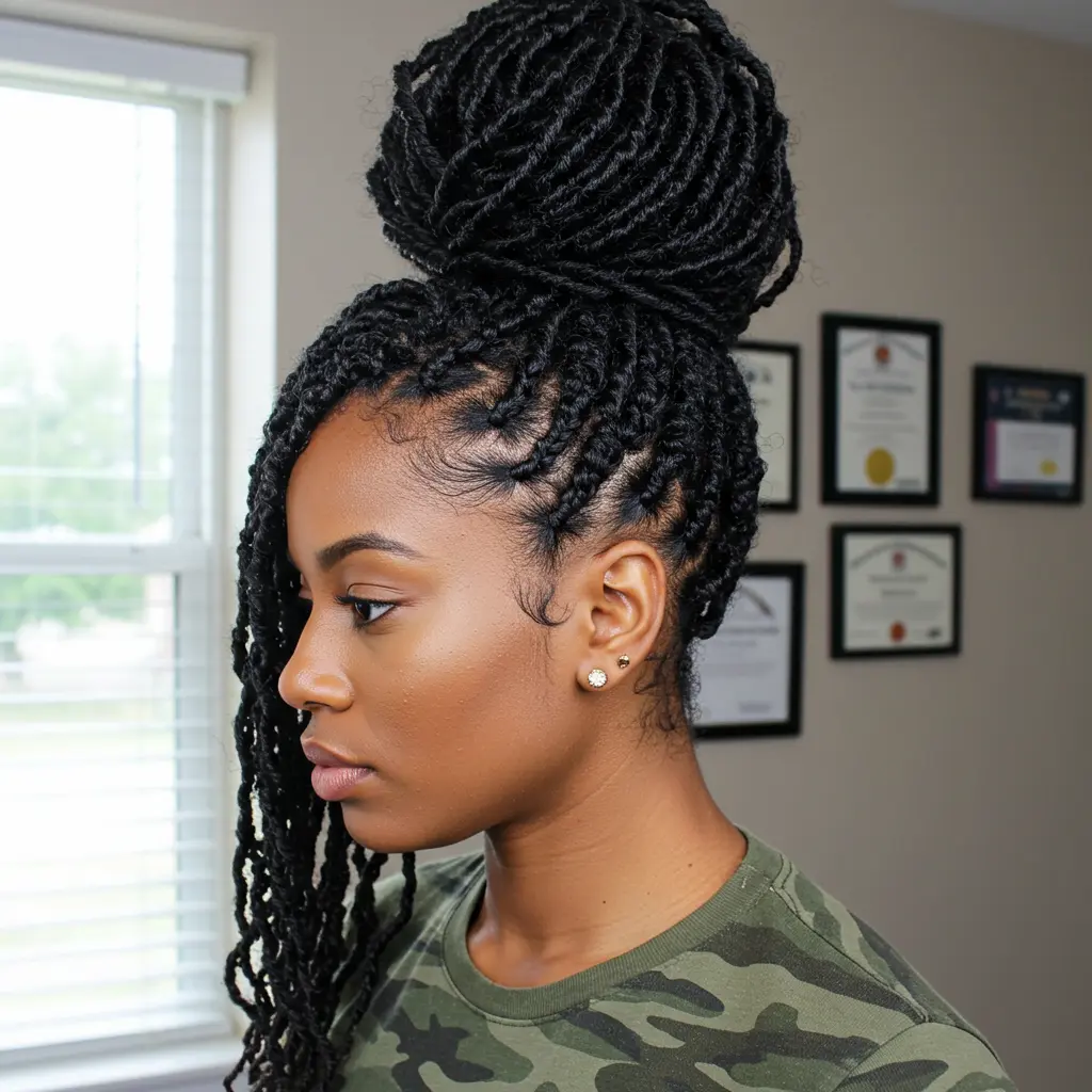 Chunky Rope Twists in a High Bun Updo