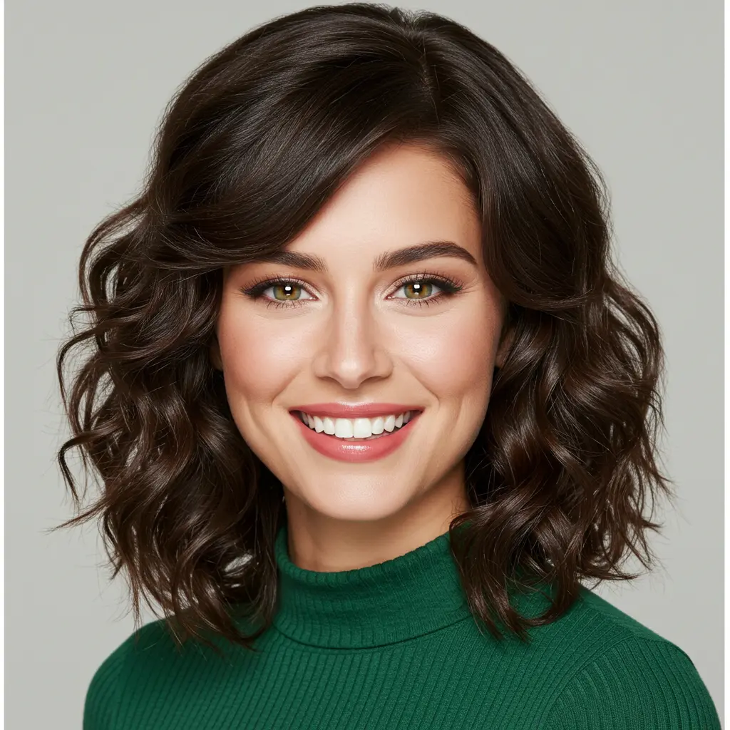 #20 Side Part Mid-Length Hair with Swoopy Bangs