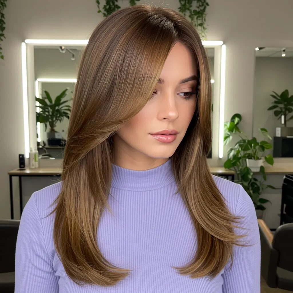 #21 Honey Straight Sleek with Flowing Curtain Layers