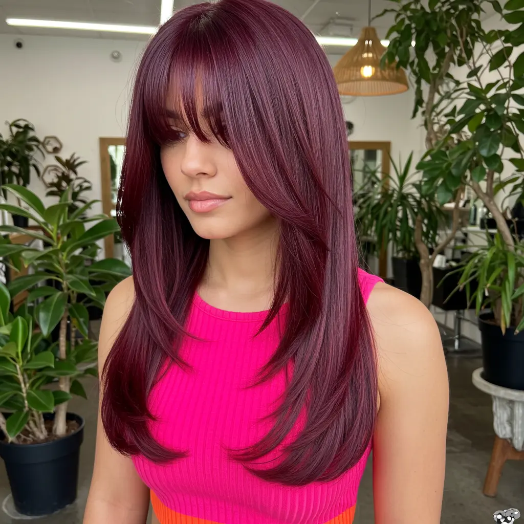 #3 Straight Long Hair with Curtain Bangs