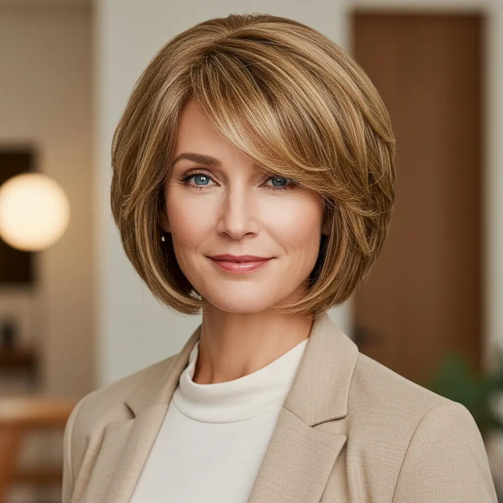 #5 Chin Length Bob With Soft Feathered Edges