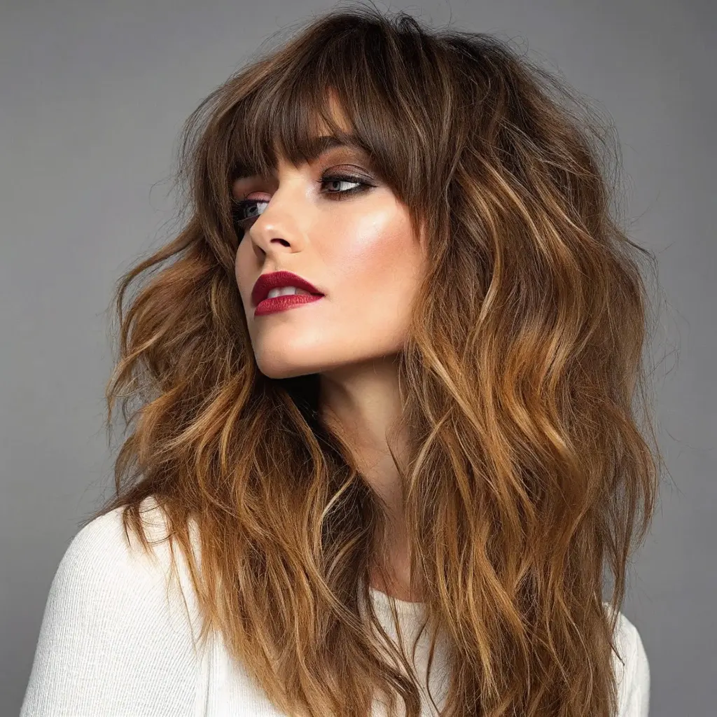 Long, Thick Shaggy Cut with Fringe