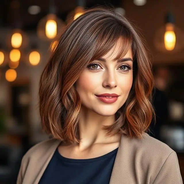 #6 Round Face Flattering Layered Bob