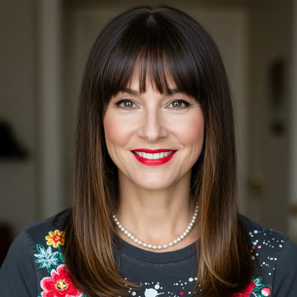 #6 Straight Long Hair with Bangs