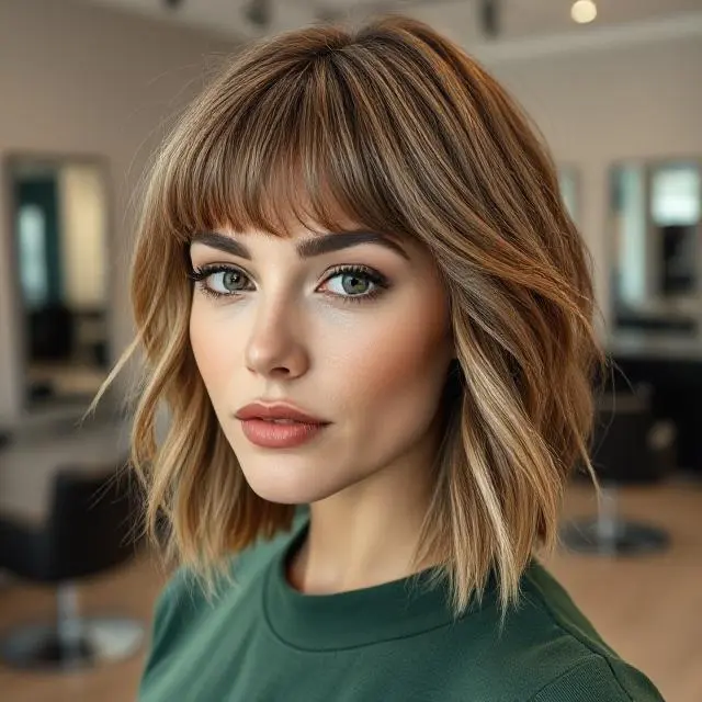 #7 Textured Bob With Curtain Fringe