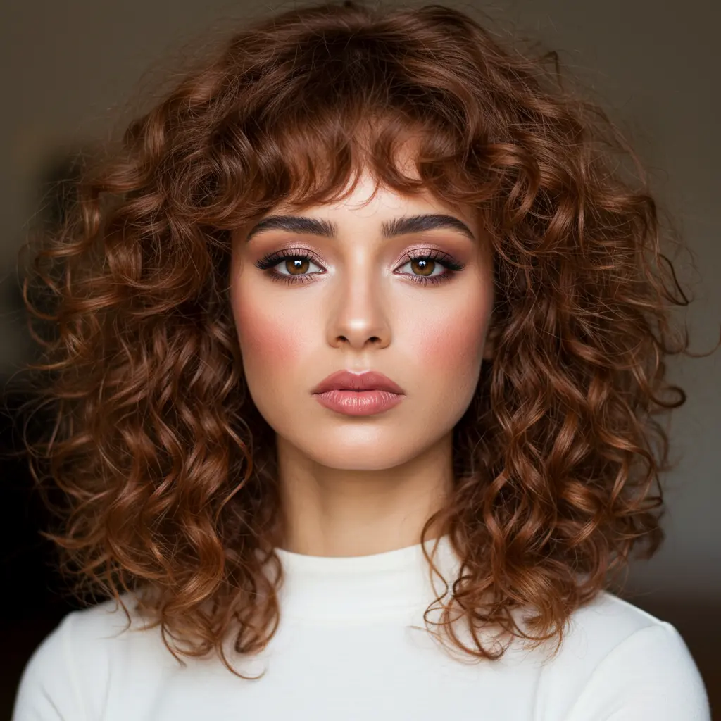 #7 Gorgeous Curls with Short Sweeping Bangs