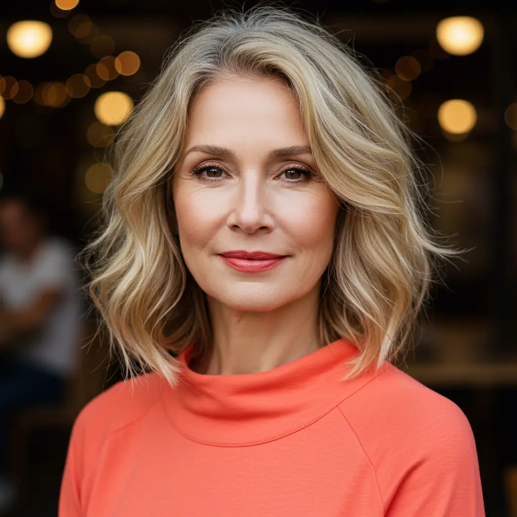 #8 Wavy Bob With Sandy Blonde Balayage