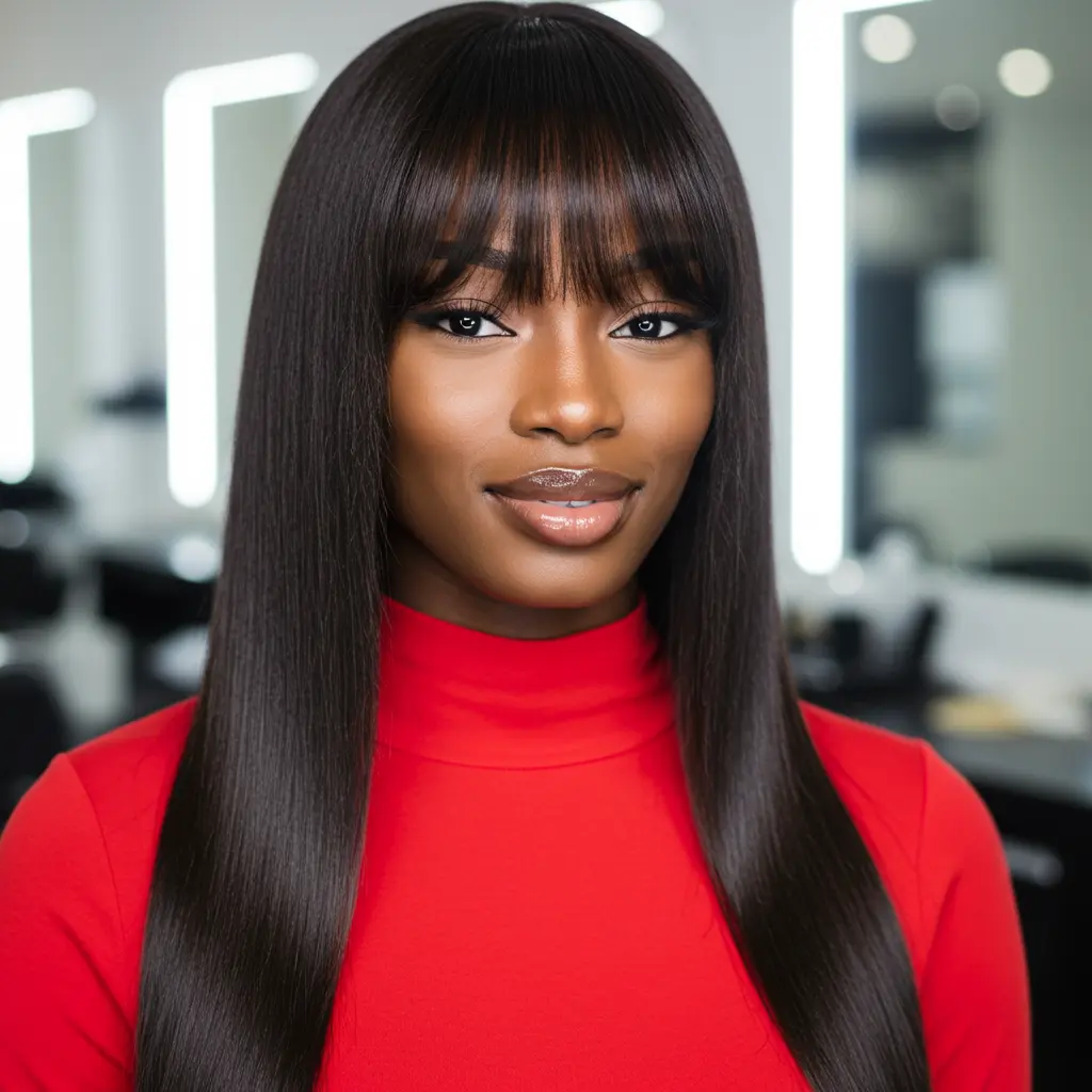 #8 Long Silky Black Hair with Bangs