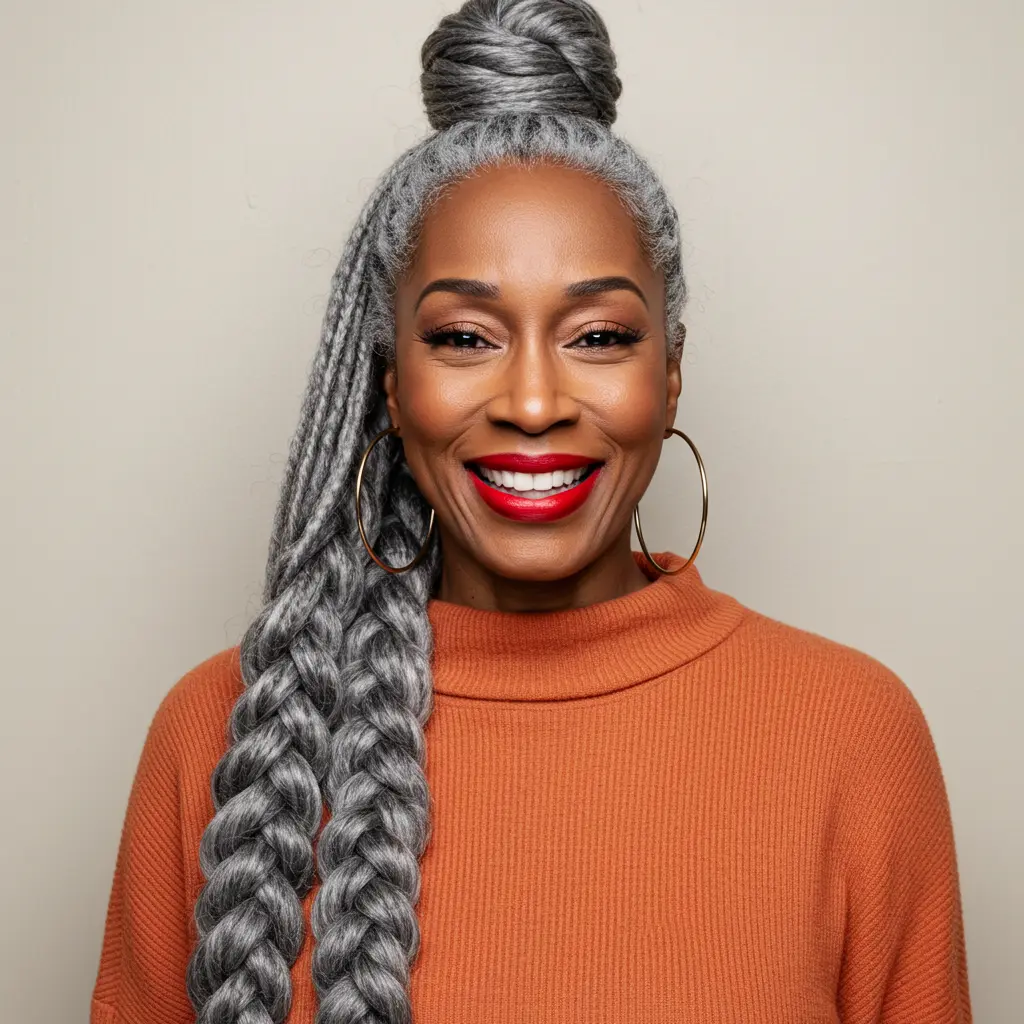 #8 Long Hair in a Ponytail for Seniors