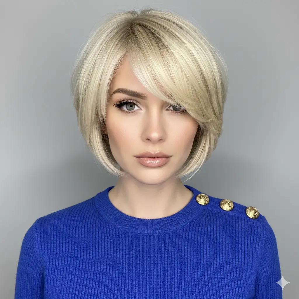 #9 Short Blonde Bob with Choppy Bangs