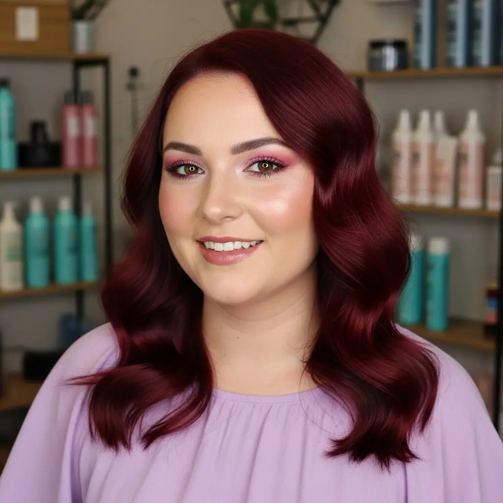 #16 Radiant Cherry Waves with Defined Curls