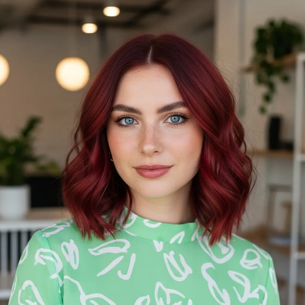 #25 Chic Cherry Shag with Soft Waves