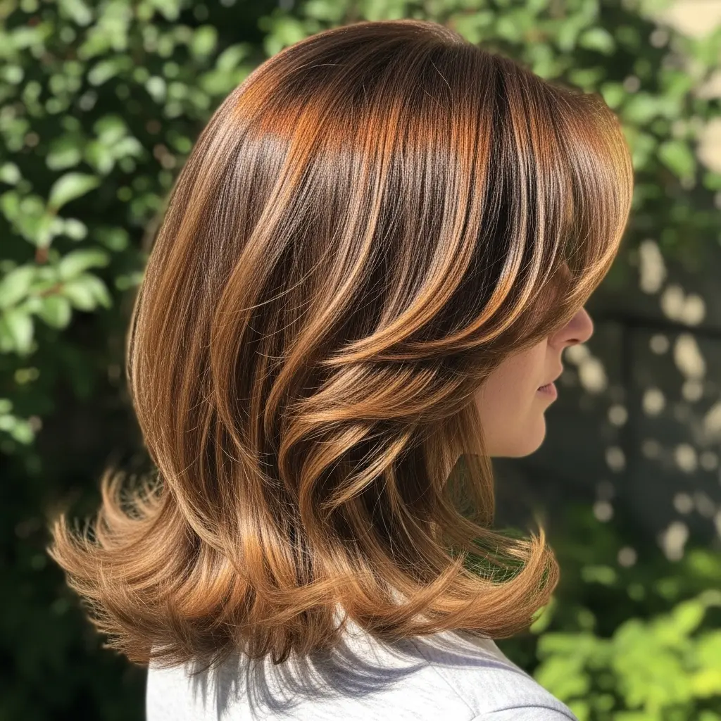 #1 Warm Chestnut Layered Cut with Soft Waves