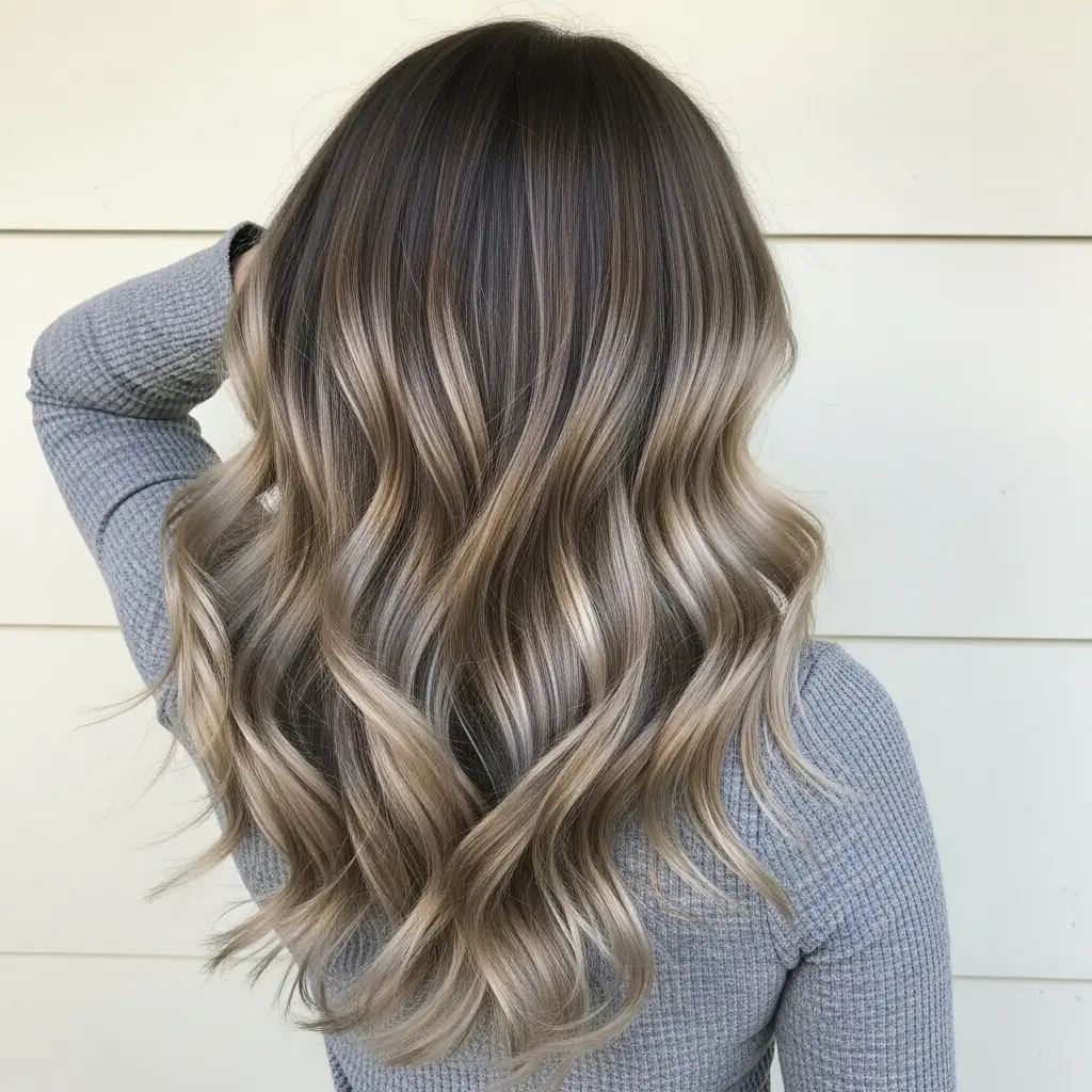 #10 Mushroom Brown on Long Layered Haircut