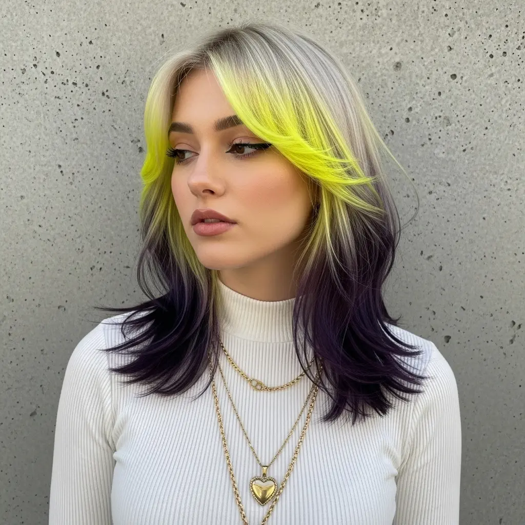 #12 Dip Dye on Blonde Hair with Bangs