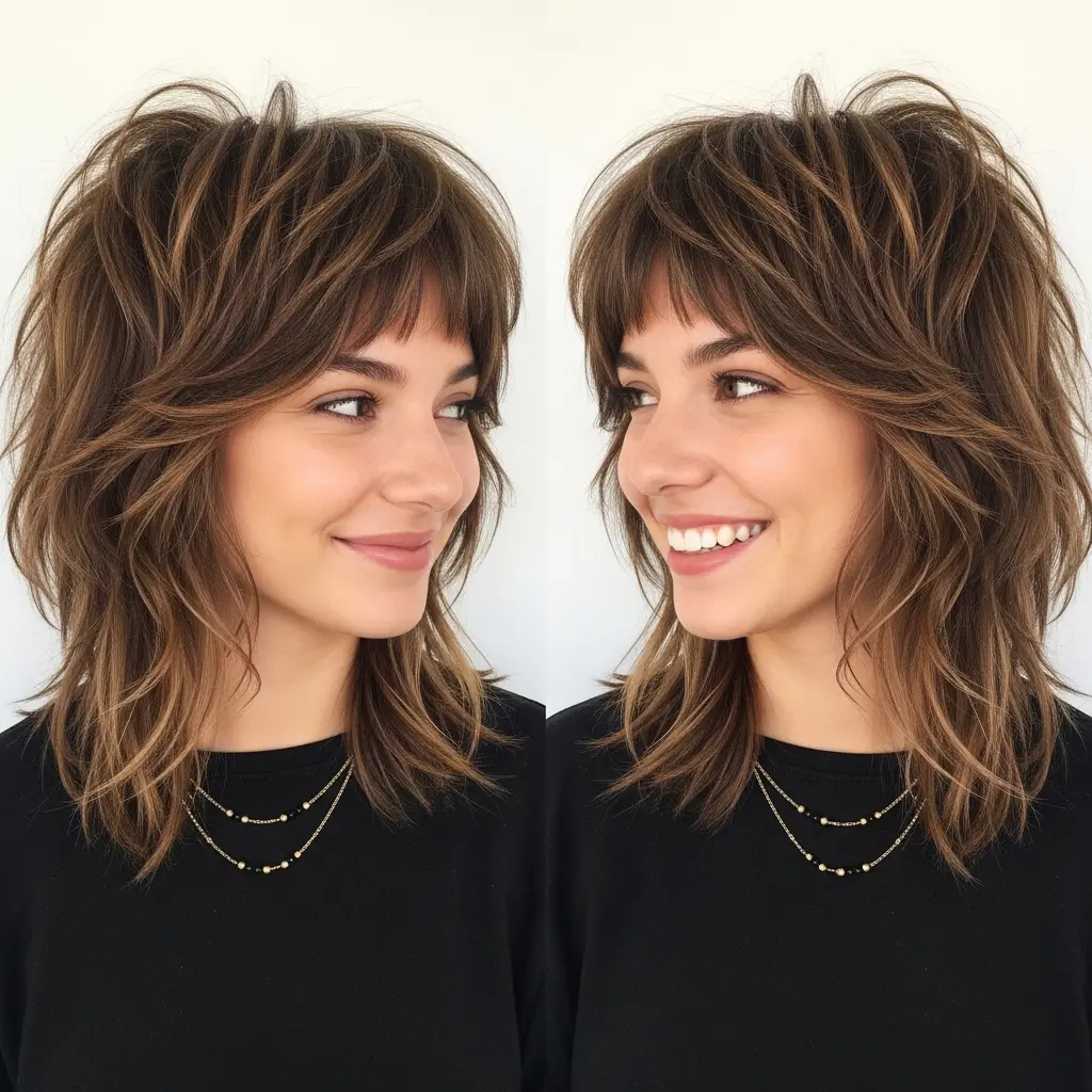 #14 Messy Razor Cut Hair with Jagged Bangs