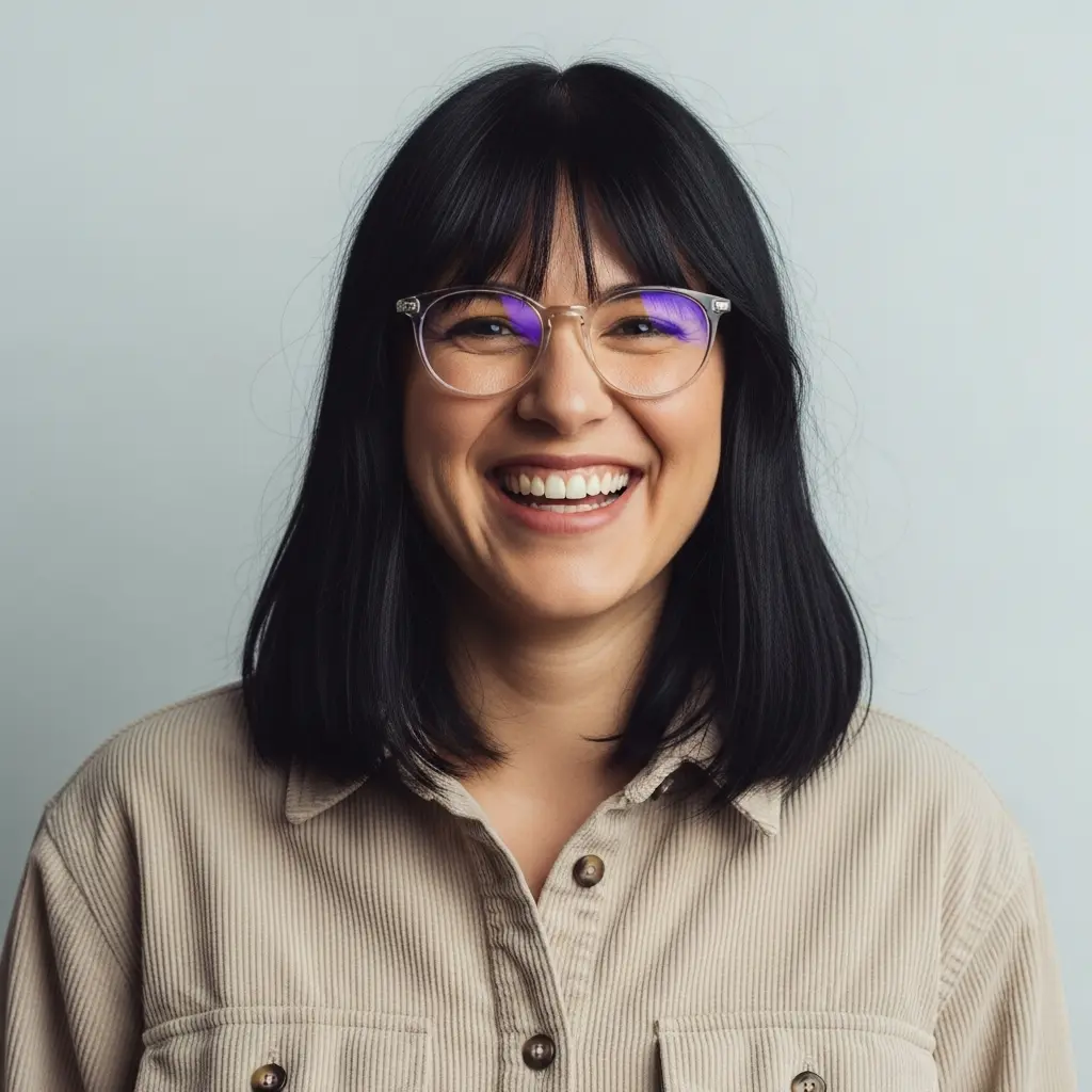 #17 Classic Bangs for Black Medium-Length Hair