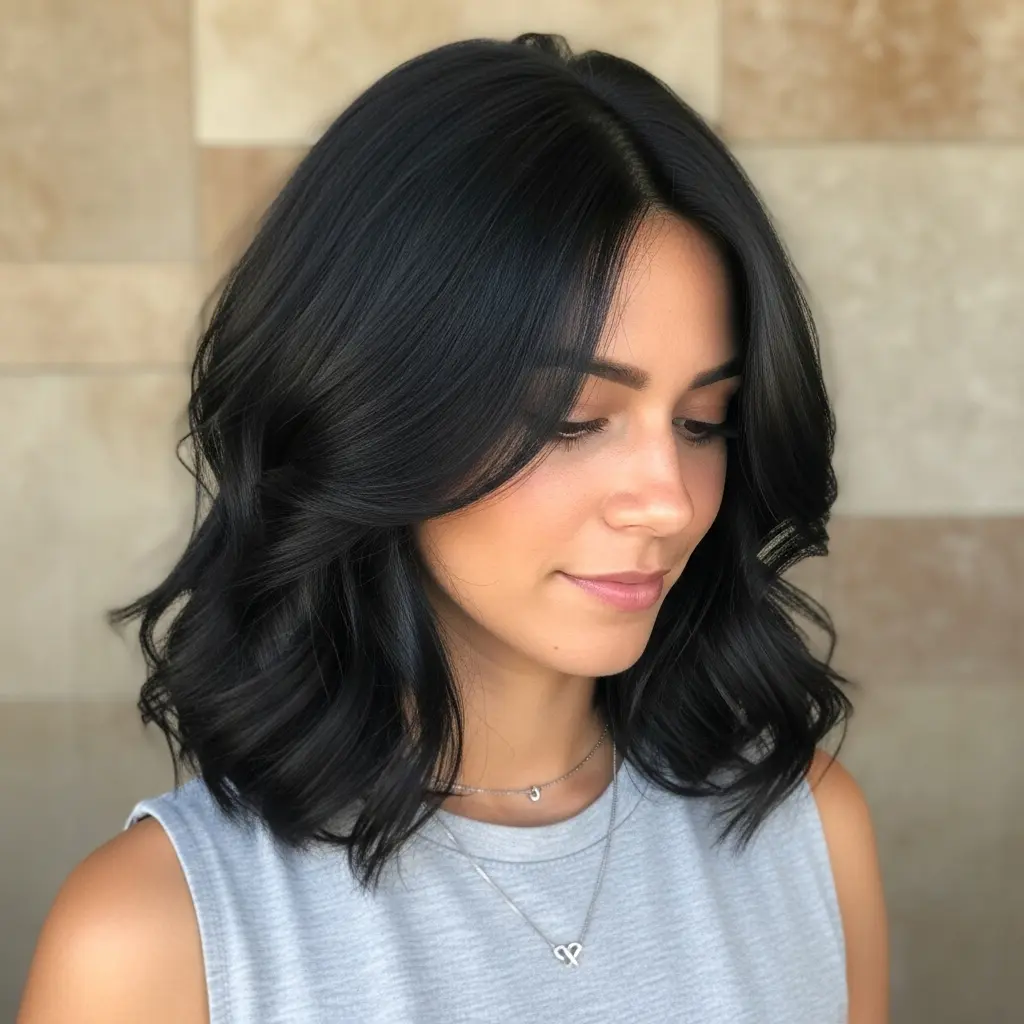 #17 Shoulder-Length Jet Black Waves