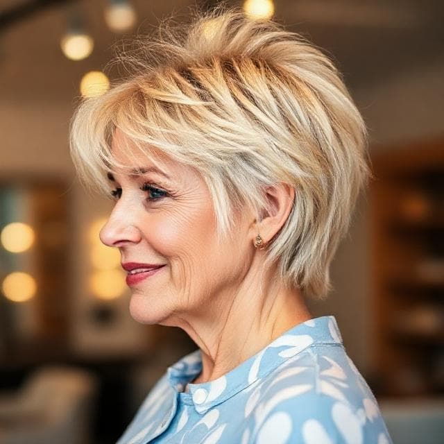 #18 Messy Shag Cut for Older Women