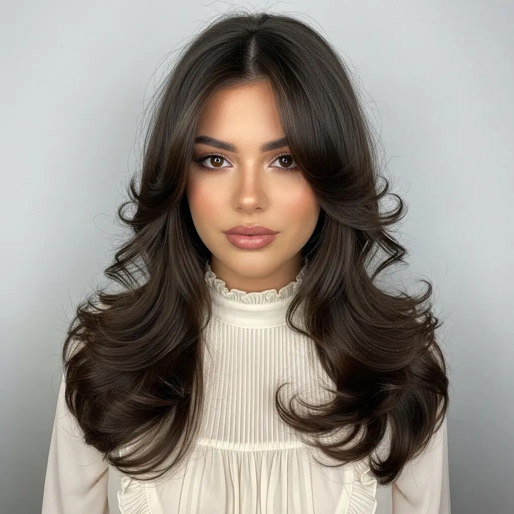 #4 Gorgeous Swoopy Curtain Bangs with Layers