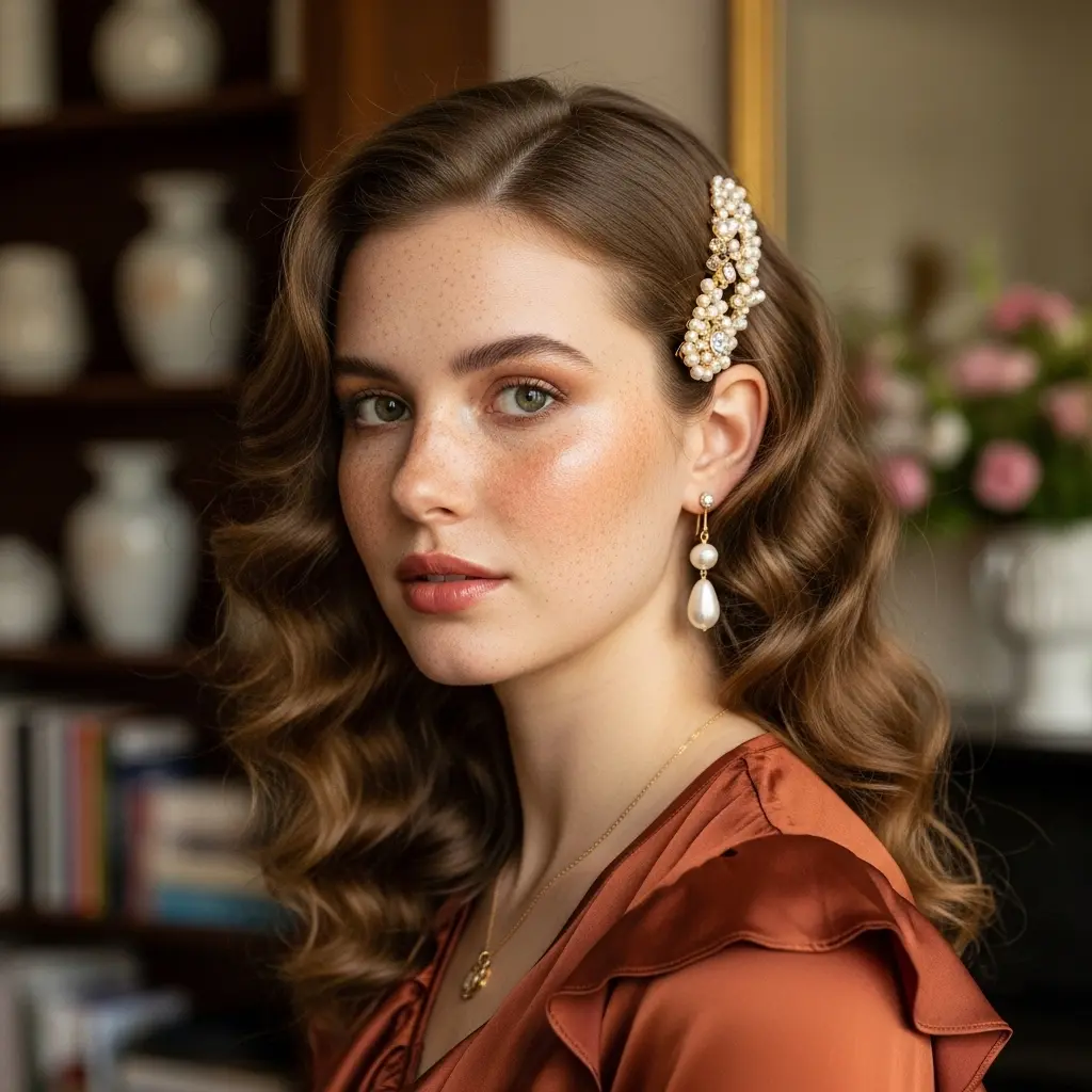 #5 Soft Curls with Side Clip for a Professional Touch