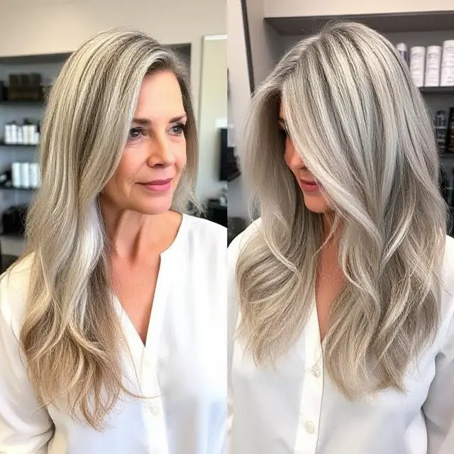 #5 Natural Silver Feathered Hair