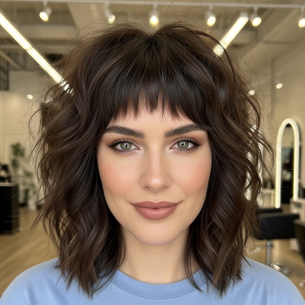 #7 Medium Shag with Choppy Bangs