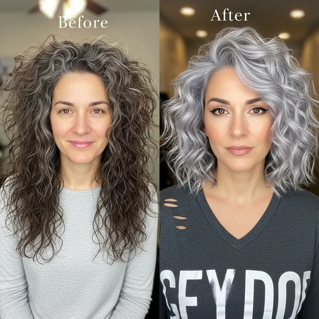 #9 Curls with Grey Ombre