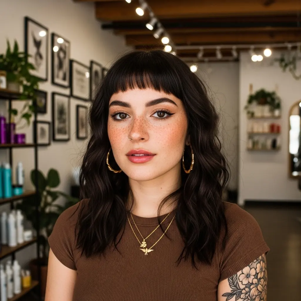 #9 Modern Curls, Short Bangs with Long Hair