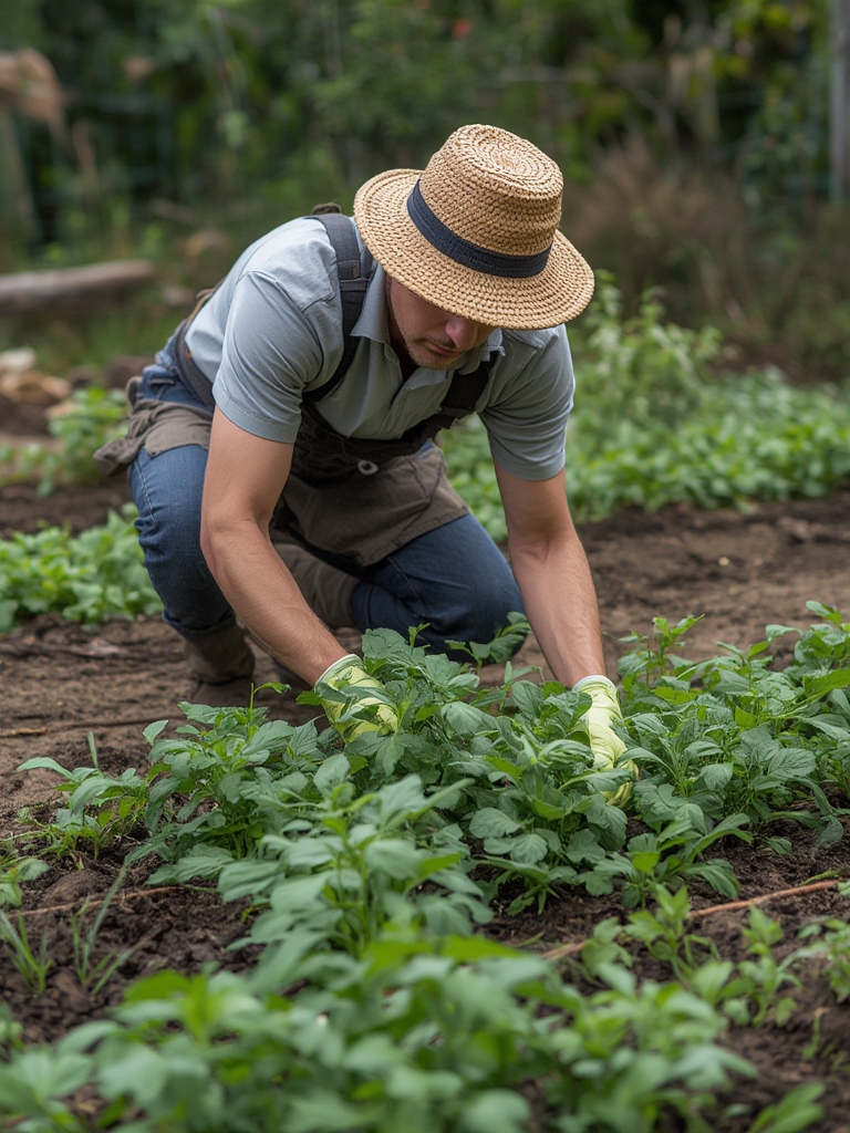 Arugula growing in garden