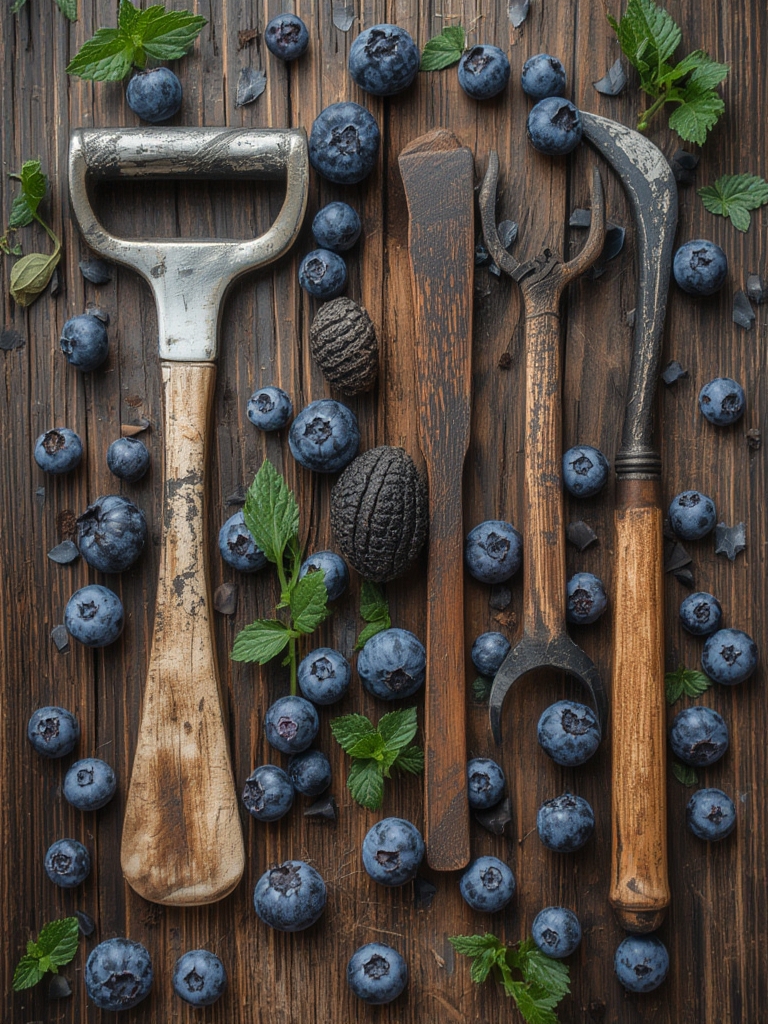 Blueberry bush with supplies