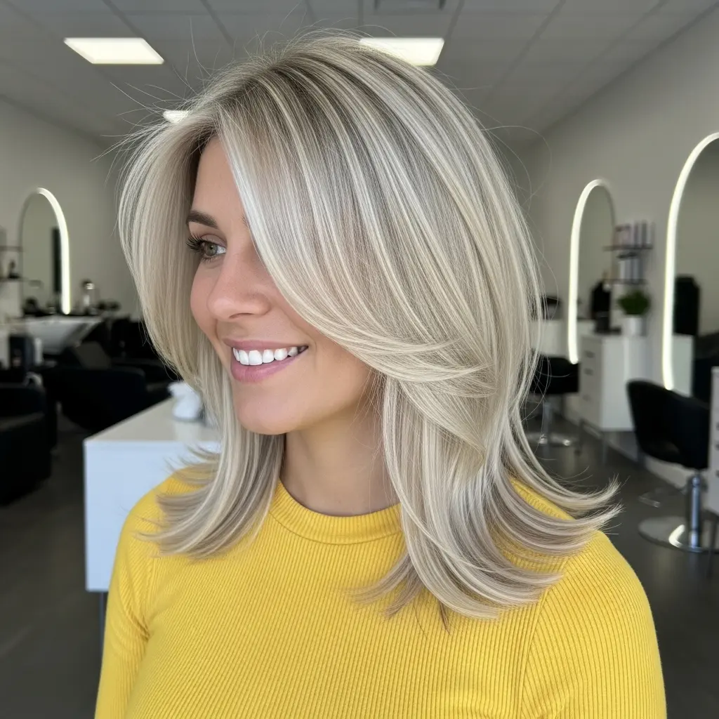 #1 Stylish Medium-Length Layered Blonde Hair