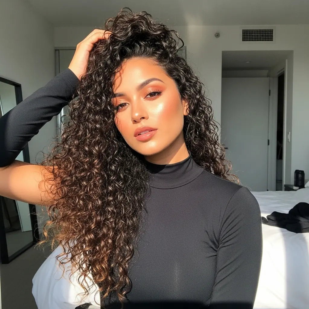 #13 Long Side-Parted Hairstyle for Defined Waves and Curls