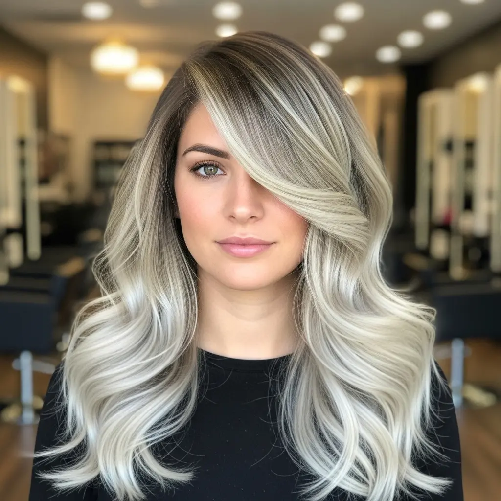 #15 Long Blonde Balayage with Blunt Ends