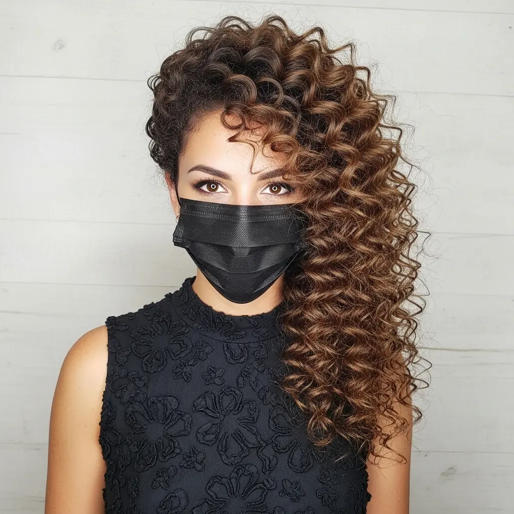 #20 Long Natural Curls with a Deep Side Part