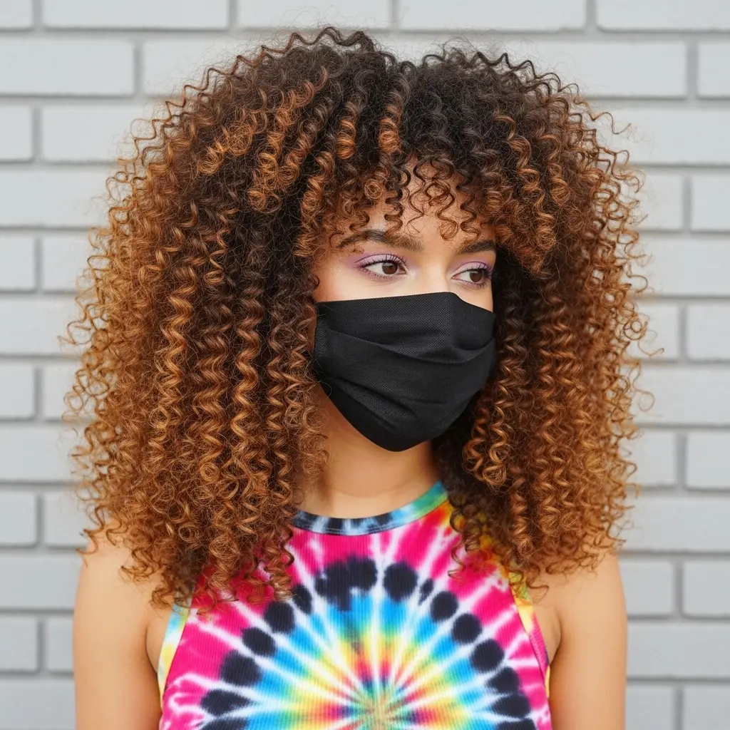 #26 Layered Cut with Bangs for Tight Curls