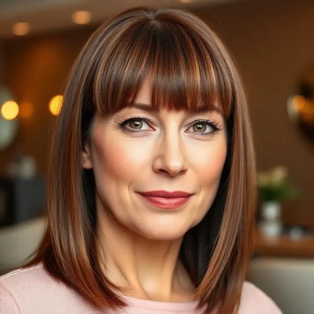 #9 Sophisticated Long Bob with Bangs