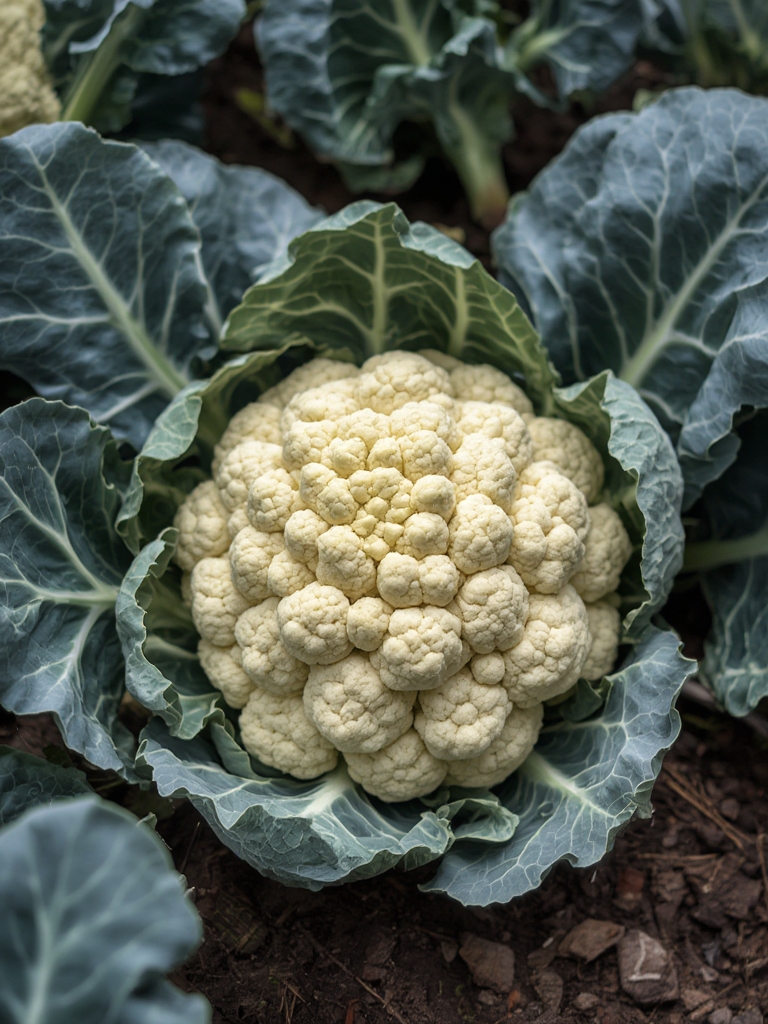Cauliflower seedlings and garden supplies