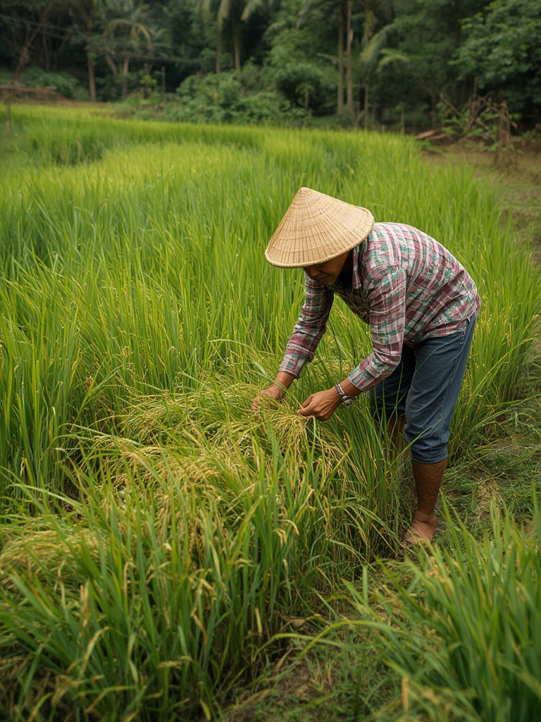 Rice paddy-like setup in backyard garden