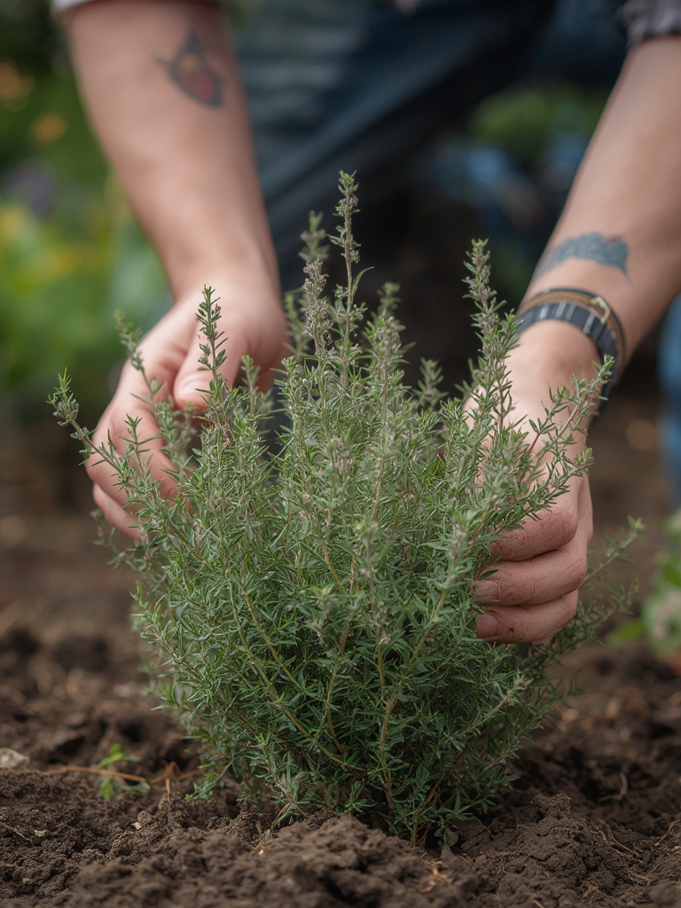 Thyme being harvested