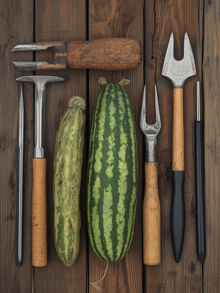 Watermelon seedlings and supplies